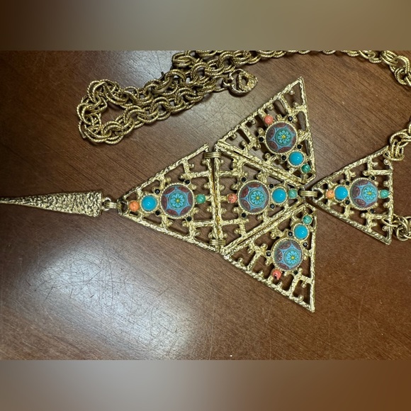 D & E JULIANA Moroccan Matrix Tile Large Pendant Statement Necklace - Picture 6 of 9